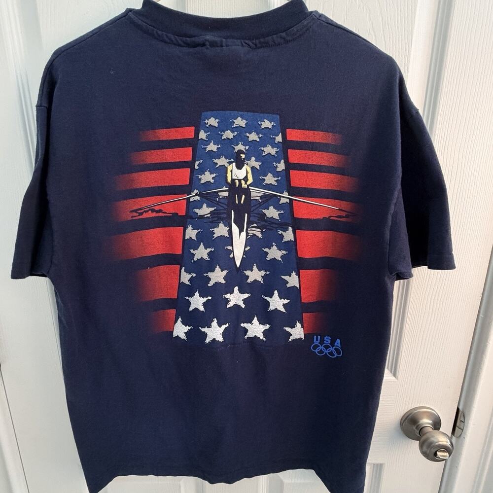 Vintage Atlanta Olympics Crew Rowing Shirt Mens L 1996 Single Stitch Y2k Graphic